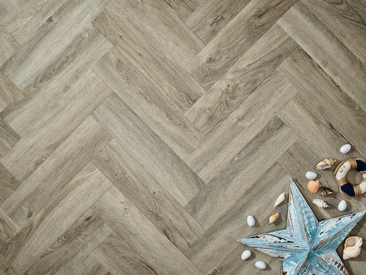 Elements Inspirations Dove Oak EIP04 Glue Down Herringbone LVT Vinyl Flooring